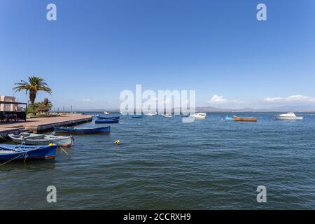 Sant'Antioco, Italy - 07 18 2020: Fishing boats in the port of Sant'Antioco, Sardinia Stock Photo