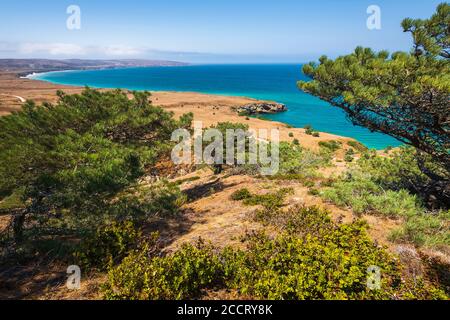 Bechers Bay from the Torrey Pines Trail, Santa Rosa Island, Channel Islands National Park, California USA Stock Photo