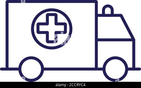 ambulance car vehicle line style icon vector illustration design Stock Vector