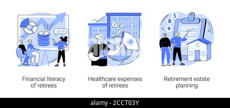 Retiree budget plan abstract concept vector illustrations. Stock Vector