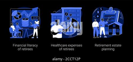 Retiree budget plan abstract concept vector illustrations. Stock Vector