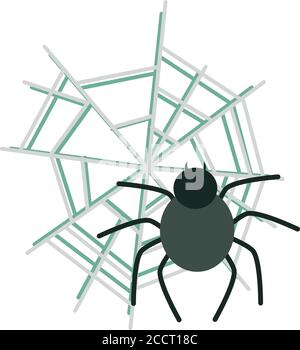 happy halloween, spider in cobweb trick or treat party celebration flat icon design vector illustration Stock Vector