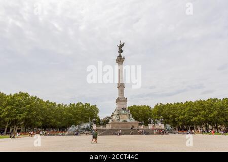 Bordeaux, France - August 18, 2019: Esplanade des Quinconces, fontain of the Monument aux Girondins in Bordeaux. France Stock Photo