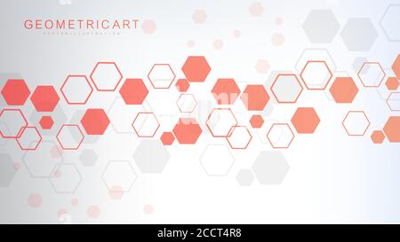 Hexagonal abstract background. Big Data Visualization. Global network connection. Medical, technology, science background. Vector illustration. Stock Vector