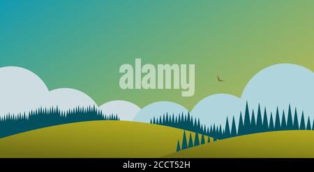 Landscape with fields and forests. Stock Vector