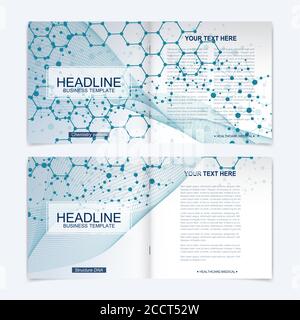 Scientific templates square brochure, magazine, leaflet , flyer, cover, booklet, annual report. Scientific concept for medical, technology, chemistry Stock Vector