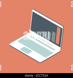 Laptop with financial growth chart on the screen. Stock Vector