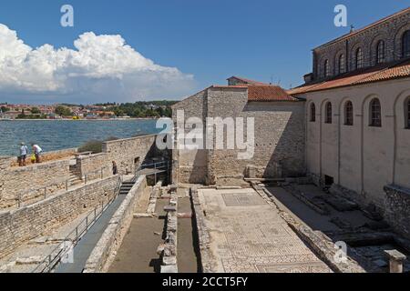 mosaic floor of the first Basilica, Euphrasian Basilica, UNESCO world heritage, Porec, Istria, Croatia Stock Photo