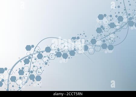 Hexagonal abstract background. Big Data Visualization. Global network connection. Medical, technology, science background. Vector illustration. Stock Vector