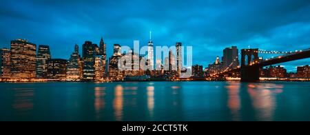 Panoramic view of New York City Manhattan midtown at dusk Stock Photo