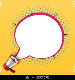 Megaphone with bubble speech template for advertisment, vector illustration Stock Vector