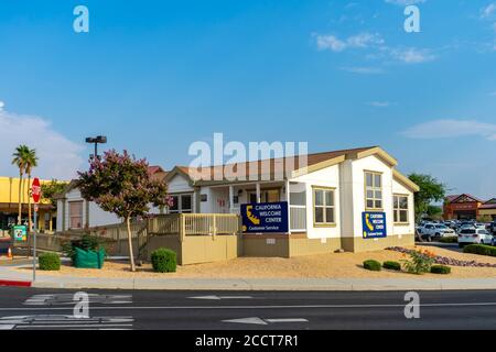 Barstow, CA / USA – August 22, 2020: The California Welcome Center at The Outlets at Barstow located adjacent to Interstate 15 in Barstow, California. Stock Photo