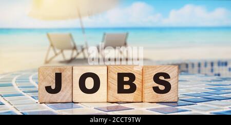 JOBS word made with building blocks. Career business concept Stock Photo