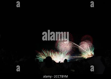 Sea fireworks in Niigata japan Stock Photo