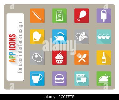 Food and kitchen simply icons Stock Vector