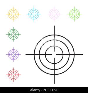 Colored aim cross set. Target vector icons collection Stock Vector