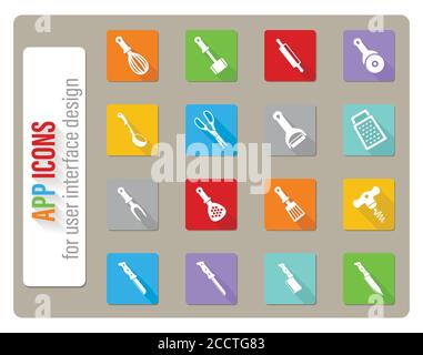 kitchen tools icons set Stock Vector