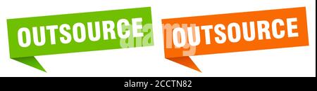 outsource banner sign. outsource speech bubble label set Stock Vector
