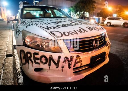 Louisville, United States. 23rd Aug, 2020. LOUISVILLE, KY- AUGUST 23: A car sits near Jefferson Square Park in Louisville, Kentucky after the police shooting of Jacob Blake on August 23, 2020 in Kenosha, Wisconsin . (Photo by Chris Tuite/ImageSPACE) Credit: Imagespace/Alamy Live News Stock Photo