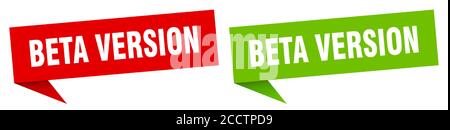 beta version banner sign. beta version speech bubble label set Stock Vector