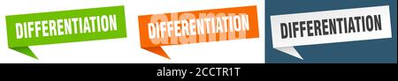 differentiation banner sign. differentiation speech bubble label set Stock Vector