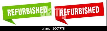 refurbished banner sign. refurbished speech bubble label set Stock Vector