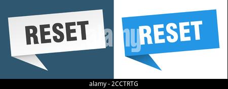 reset banner sign. reset speech bubble label set Stock Vector