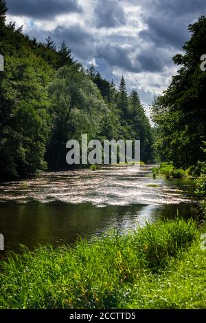 The River Till a tributary of the River Tweed near Etal, Northumberland, England, UK Stock Photo