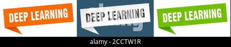 deep learning banner sign. deep learning speech bubble label set Stock Vector