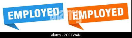 employed banner sign. employed speech bubble label set Stock Vector
