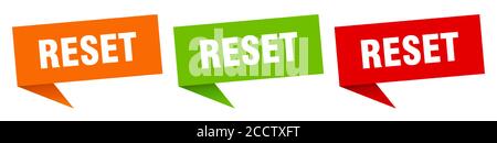 reset banner sign. reset speech bubble label set Stock Vector