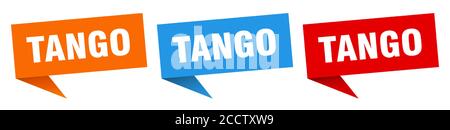 tango banner sign. tango speech bubble label set Stock Vector