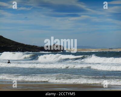 big waves crashing on the sands of Cabo de Santa marta. Stock Photo