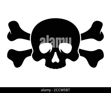 Silhouette of a skull and crossbones on a white background. Vector illustration Stock Vector