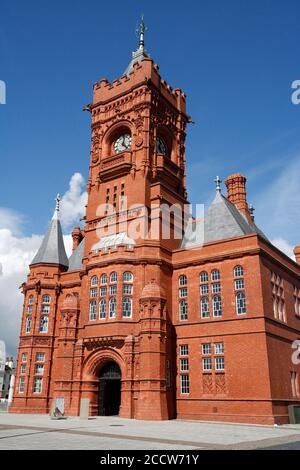 The Pierhead Building in Cardiff Bay Wales, formerly the docks office, Grade 1 listed building, Landmark Stock Photo