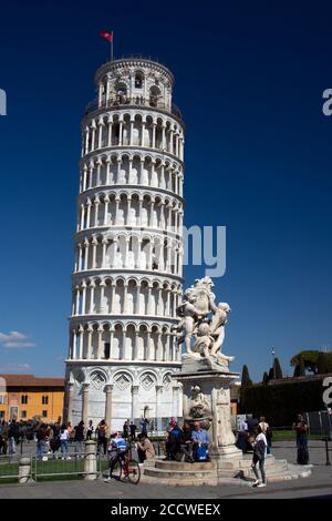 The Leaning Tower of Pisa, campanile or bell tower for the Pisa cathedral and UNESCO world heritage site, Pisa, Tuscany, Italy Stock Photo