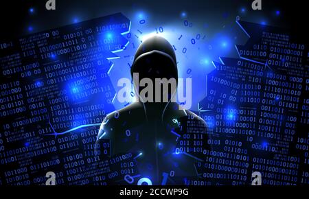 Hacker using the Internet hacked abstract computer server, database, network storage, firewall, social network account, theft of data Stock Vector