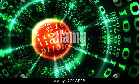 Abstract computer data background matrix binary code, data stream, abstract firewall. Hacking computer system, database, internet server with virus Stock Vector