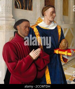 Jean Fouquet - Etienne Chevalier with St. Stephen Stock Photo