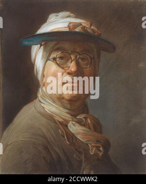 Jean Siméon Chardin - Self-Portrait with a Visor Stock Photo