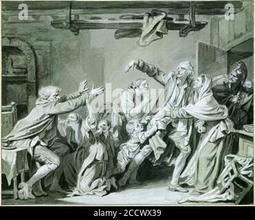 Jean-Baptiste Greuze - A Father Curses hos Ungrateful Son, 1777 Stock Photo