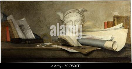 Jean-Baptiste Simeon Chardin - Still life with attributes of the arts Stock Photo