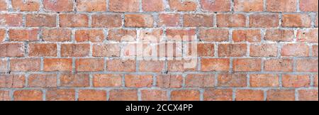 Abstract red brick wall texture light gray old stucco and vintage brickwork pattern background in home interior, grunge rusty blocks of stonework grey Stock Photo