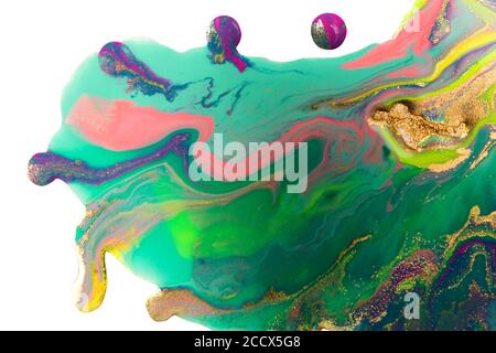 Bright mixed inks spilled on white background Stock Photo - Alamy