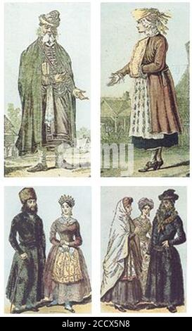 Jewish dress in Poland 17th and 18th century. Stock Photo