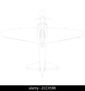 Airplane contour for landing on water. Isometric view. Vector ...