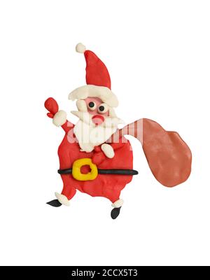 Cartoon fun Santa isolated on white background. Kids artwork. Stock Photo