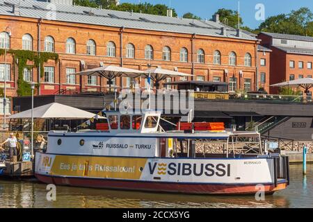 Water bus Turku - Ruissalo on Aurajoki river in Turku Finland Stock Photo