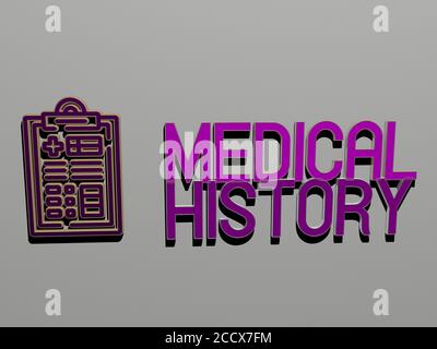 medical history icon and text on the wall - 3D illustration for ...