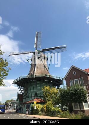 Historical De Bleeke Dood, windmills in the Zaandijk ,Zaanse Schans , northern Holland. Stock Photo